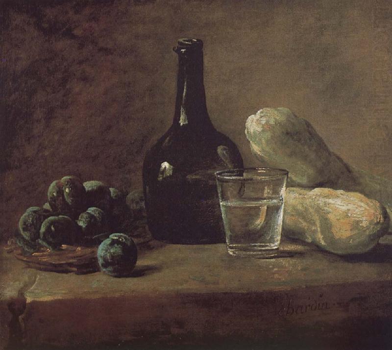 Lee s basket with glass bottles and cups cucumber, Jean Baptiste Simeon Chardin